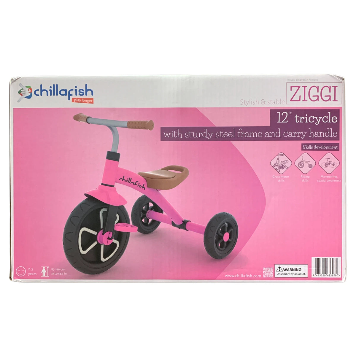 PICK UP Chillafish Ziggi 12" Tricycle With Sturdy Steel Frame and Carry Handle Pink