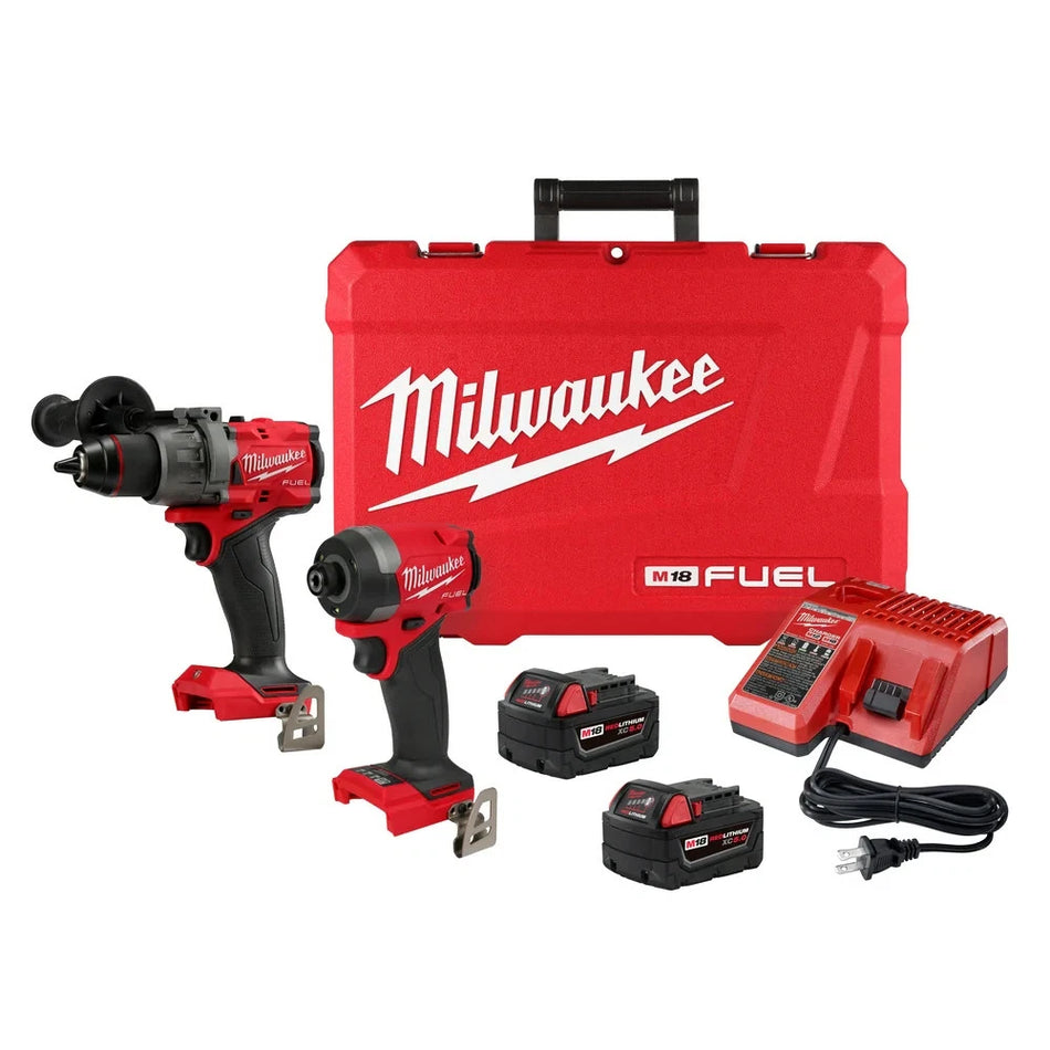 PICK UP ONLY USED + Milwaukee 3697-22 M18 FUEL 18V Cordless 2-Tool Combo Kit w/ 5.0AH Batteries