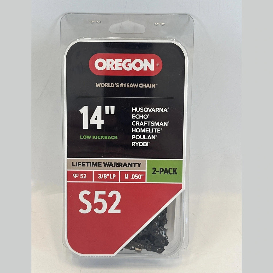 NEW Oregon 14 In. 2 Pack S52 Chainsaw Chain 52 Link 3/8” .050” Echo Ryobi