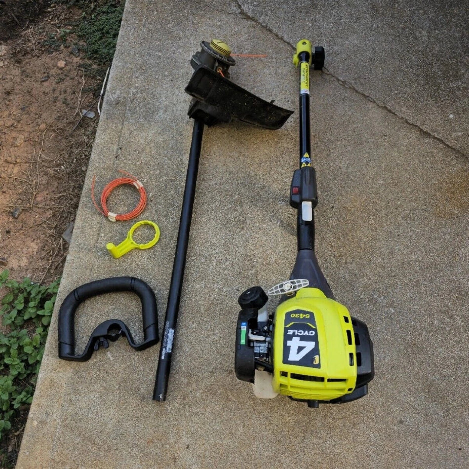 USED Ryobi RY4CSS 4-Cycle 30cc Attachment Capable Straight Shaft Gas Trimmer