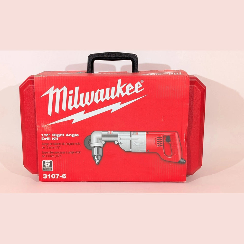 OPEN BOX Milwaukee 3107-6 7 Amp Corded Right-Angle 1/2” Drill Kit w/ Hard Case
