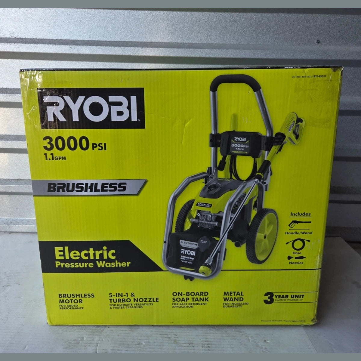 USED Ryobi 3000psi electric pressure washer Brushless 1.1 GPM.