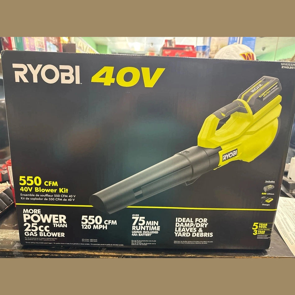 OPEN BOX Ryobi 40V Jet Fan Blower 550 CFM kit With 4 Ah Battery & Charger HPB021690