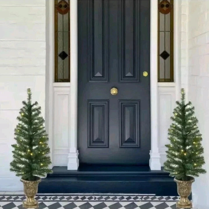 NEW 2-Count Prelit 3.5' Artificial Porch Christmas Trees with LED Light