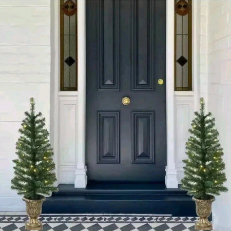 NEW 2-Count Prelit 3.5' Artificial Porch Christmas Trees with LED Light