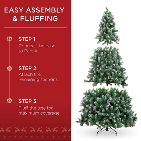 NEW Best Choice Products 7.5ft Pre-Decorated Holiday Christmas Tree for Home, Office