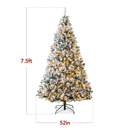 NEW Best Choice Products Pre-Lit Cashmere Christmas Tree 9 FT , Premium Semi-Flocked Pre-Decorated Artificial Holiday Décor