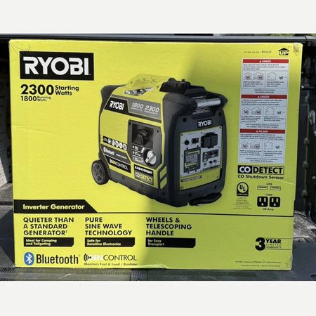 NEW Ryobi 2300W Bluetooth Gasoline Digital Inverter Generator RYi2322