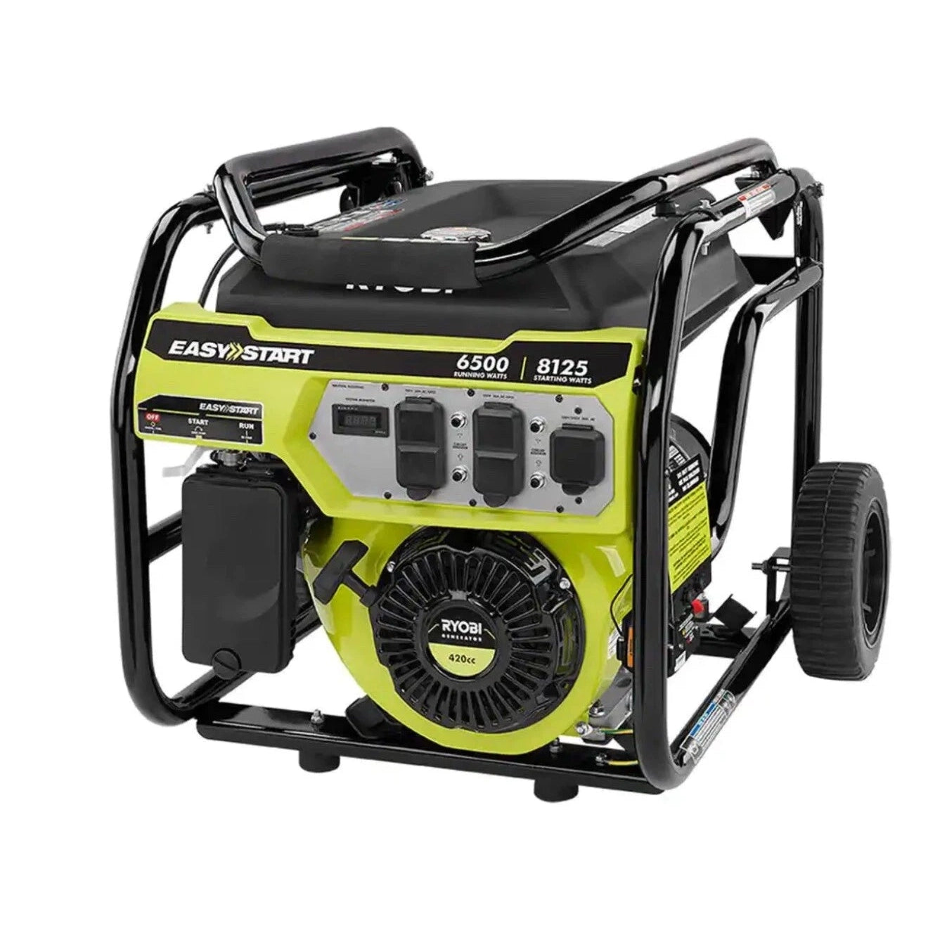 OPEN BOX RYOBI 6,500-Watt Gasoline Powered Portable Generator with CO Shutdown Sensor.