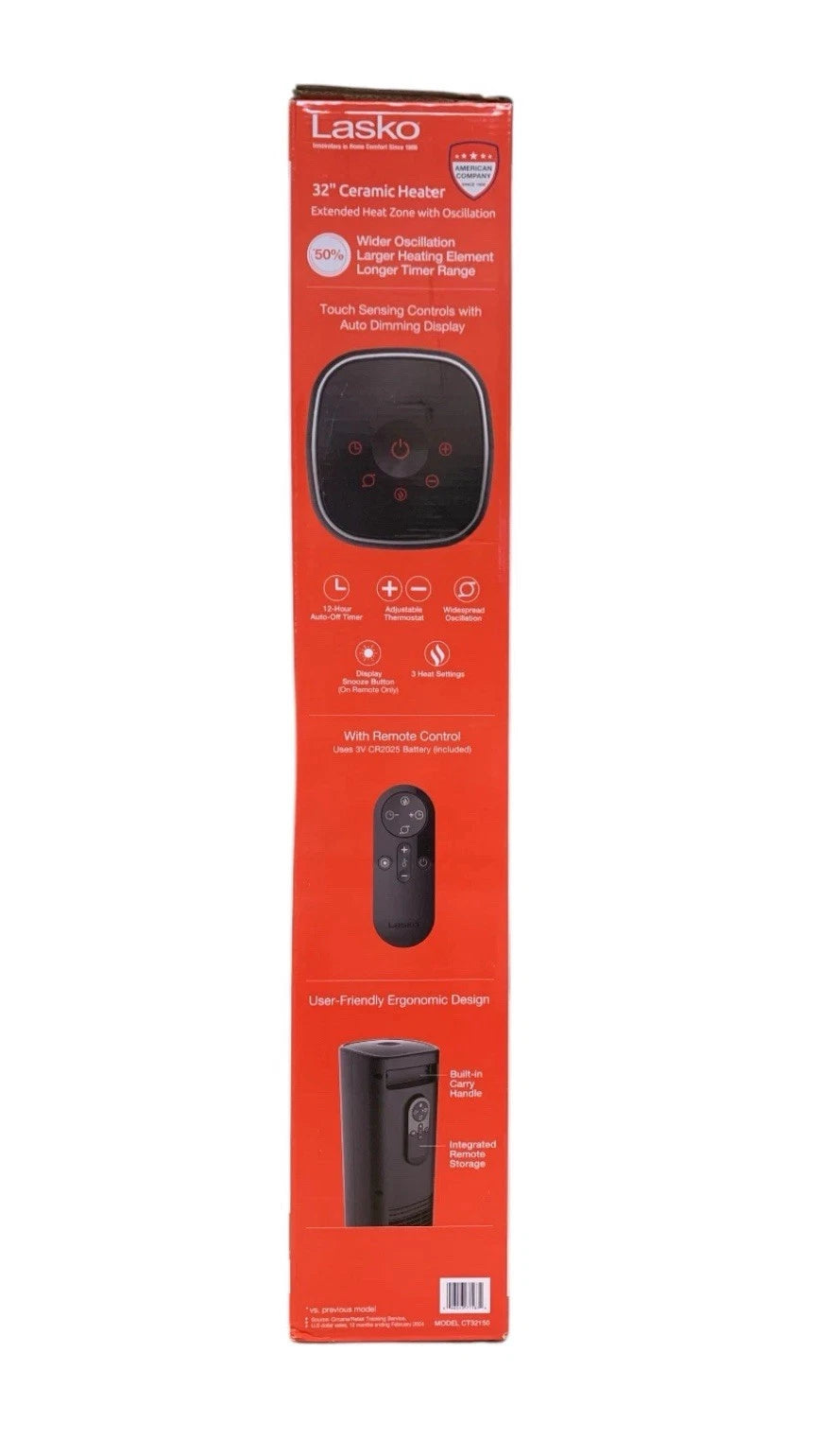 ⚡️Lasko CT32150 32" OPEN BOX Oscillating Ceramic Tower Space Heater With Remote