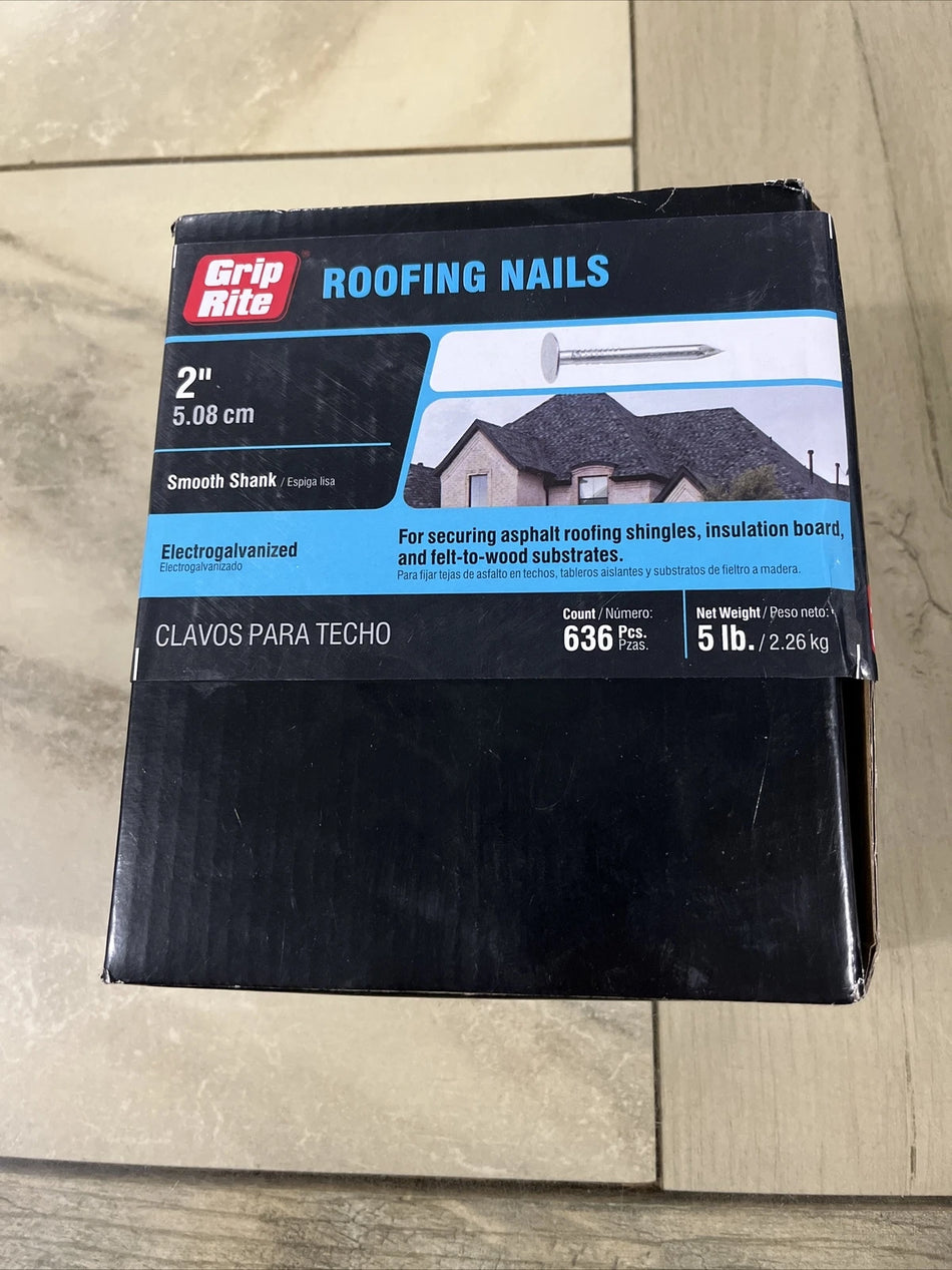 Grip-Rite NEW 2 in. Roofing Electro-Galvanized Steel Nail Round 5 lb.