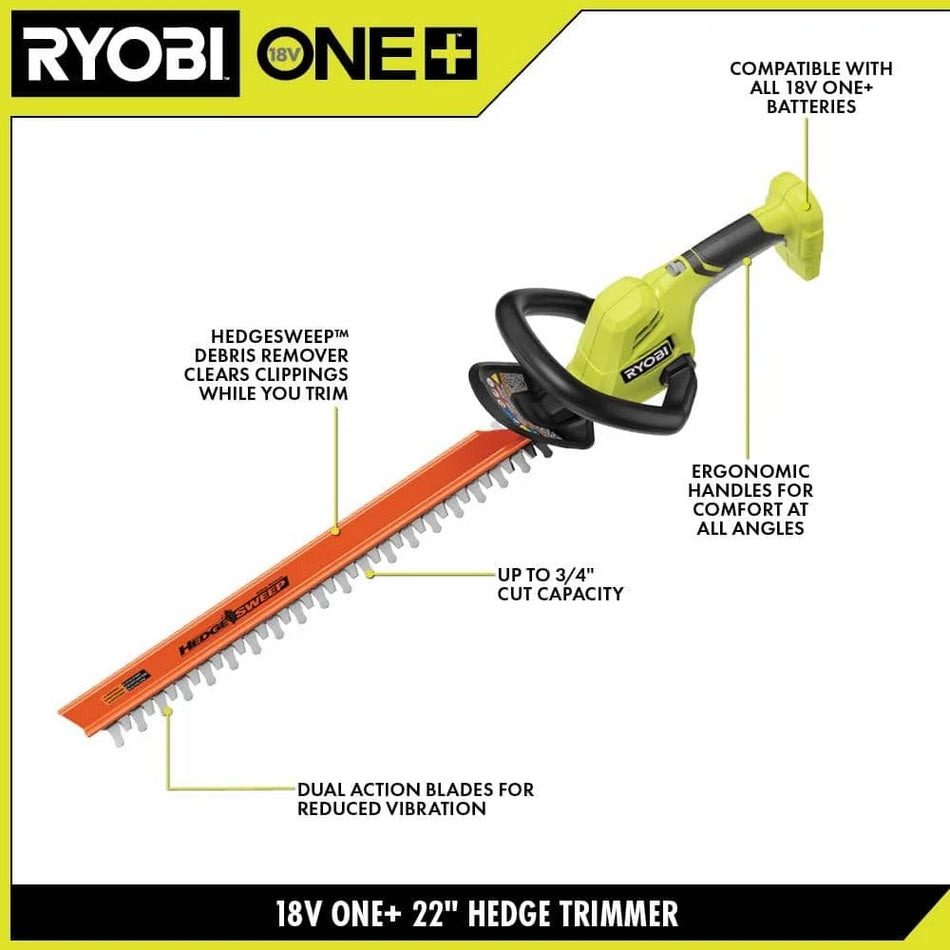 Ryobi P2609BTL 18V One+ 22" Hege Trimmer Bare Tool - USED