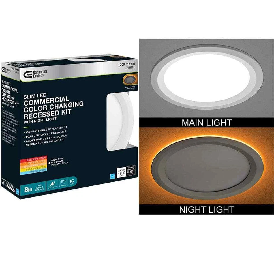 Commercial NEW Electric 8" Canless LED Recessed Light Trim Adjustable CCT