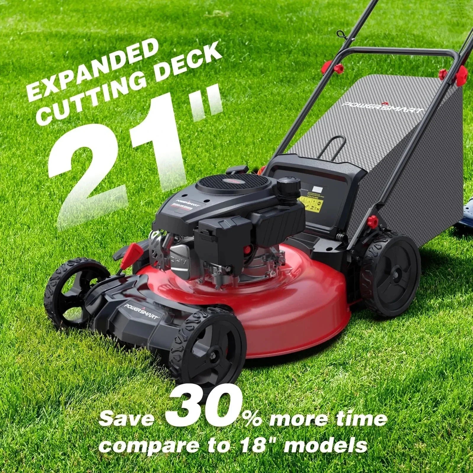 PowerSmart 21-Inch new 144cc Gas Push Lawn Mower 3-in-1 Cutting w/ Height Adjust