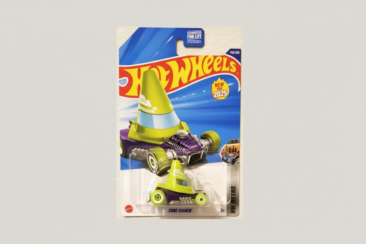 Hot Wheels Cone Shaker toy car in packaging with Hot Wheels logo