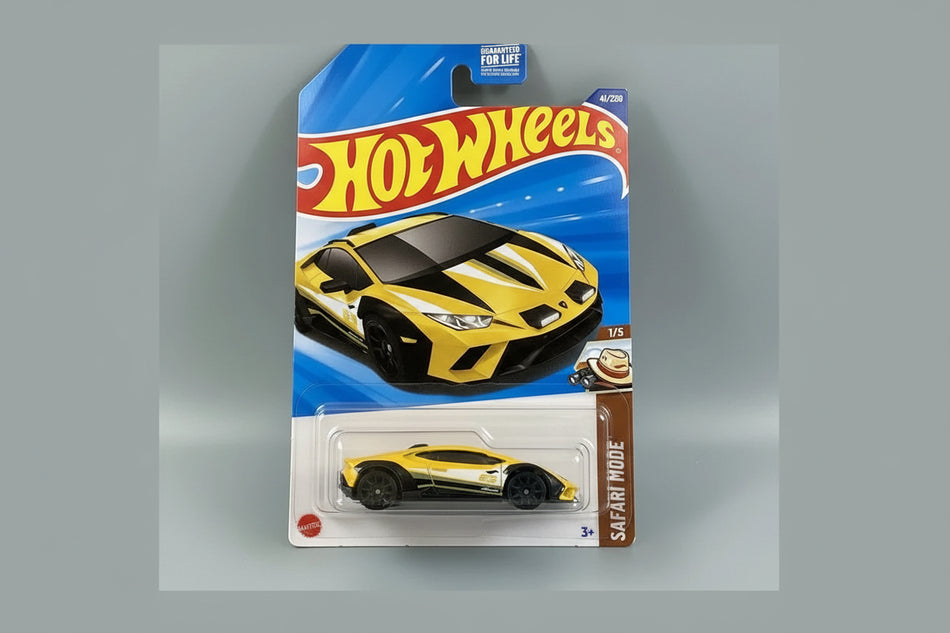 Hot Wheels toy car in packaging on a gray background