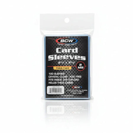 BCW Card Sleeves- 2 3/4 x 3 13/16 Thick Card 100 count - 2 pack