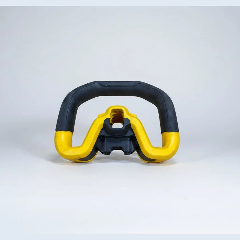 Black and yellow tool handle on a white background