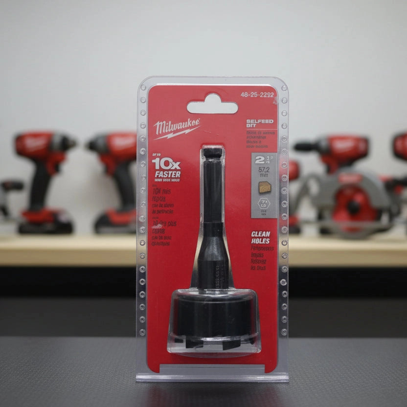 Milwaukee drill bit in packaging on a black surface