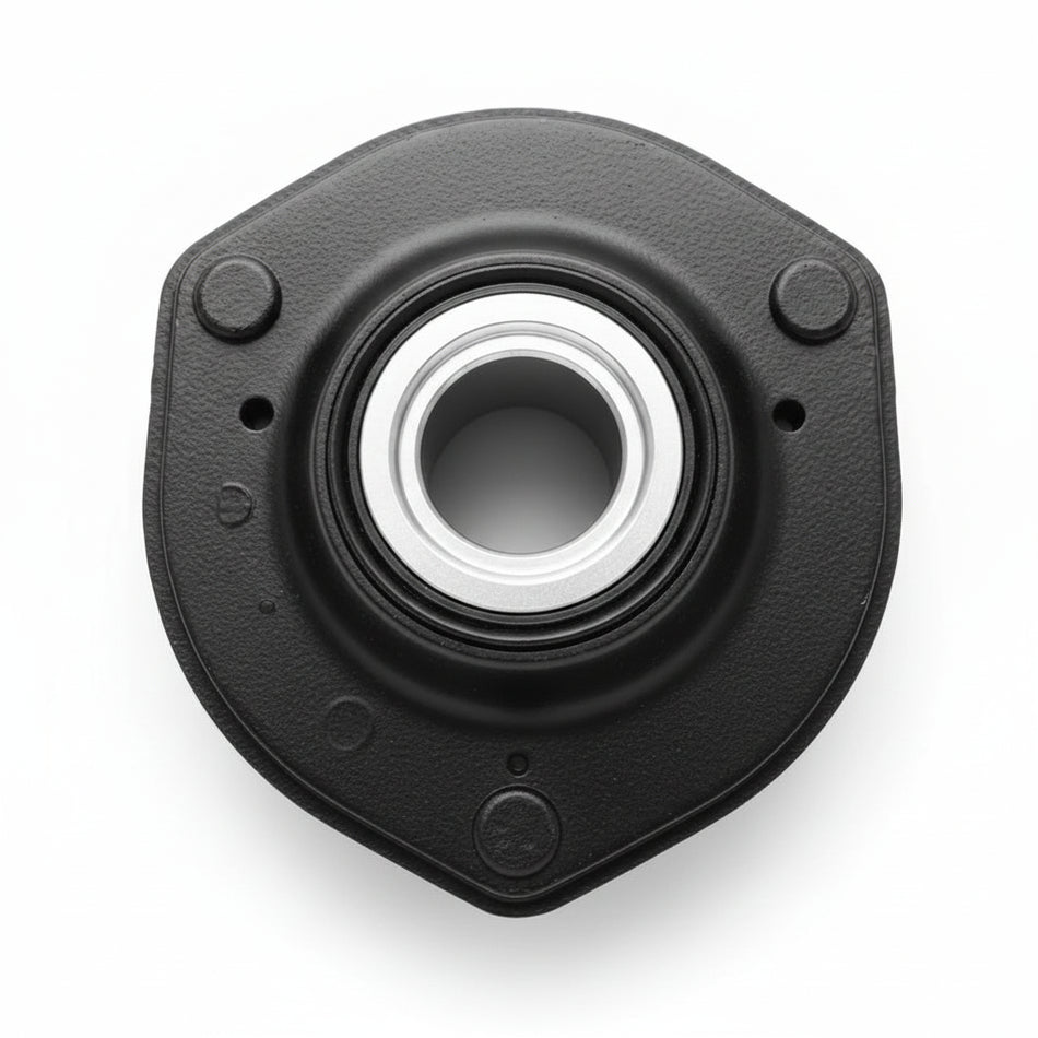 Black mechanical bearing housing on a white background