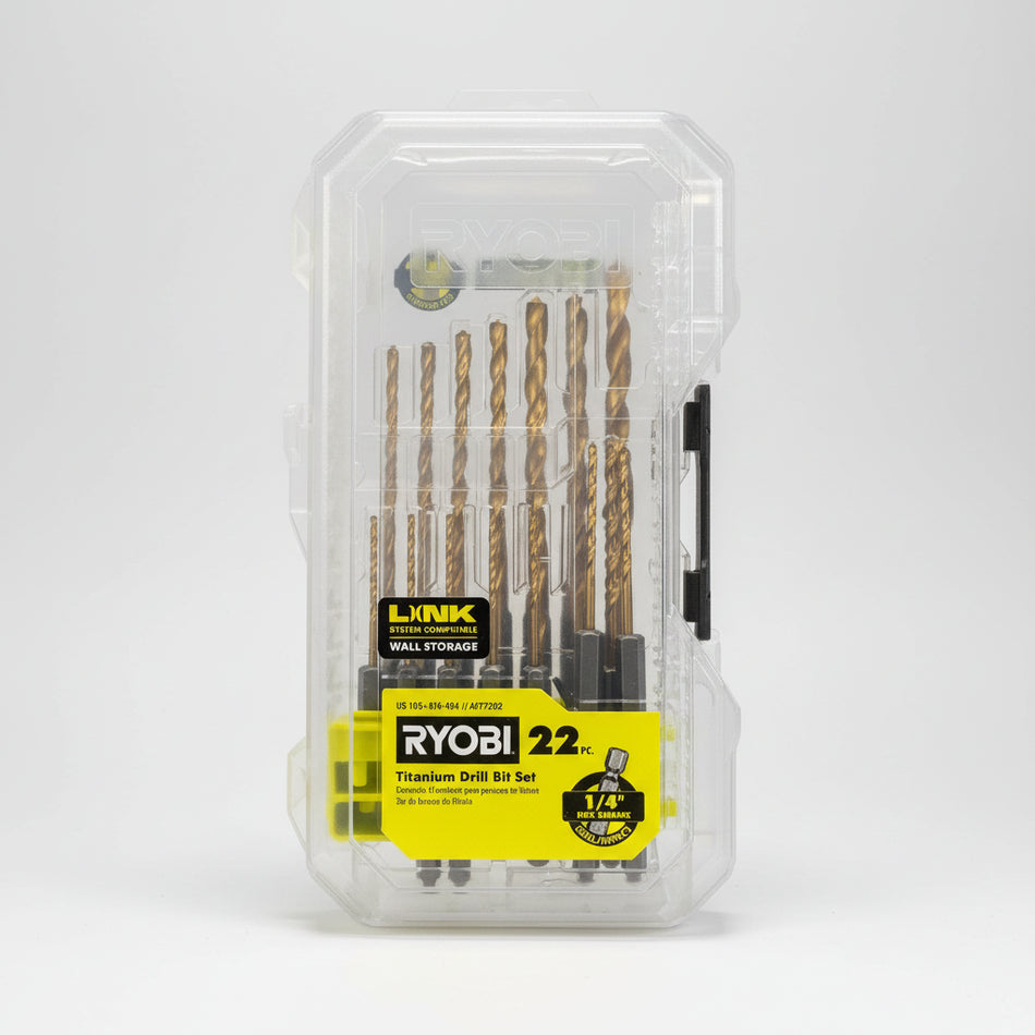 RYOBI Titanium Drill Bit Set 22-Piece A972202 Metal Wood