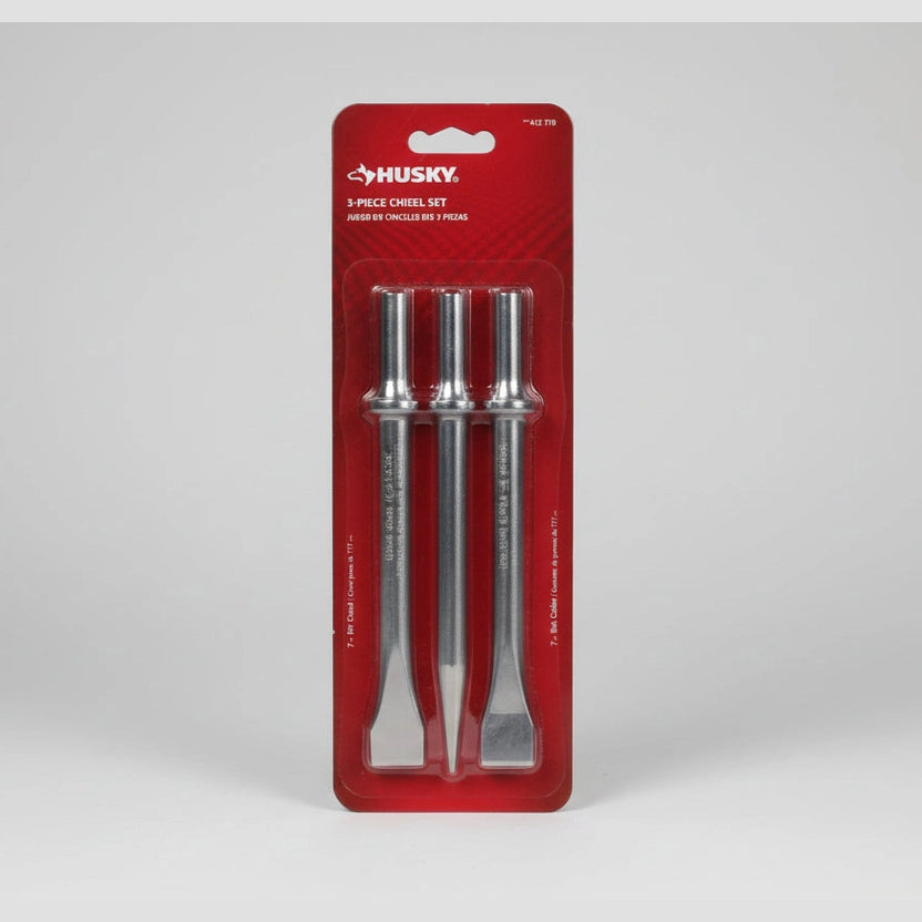 Husky 3-piece chisel set packaging on a white background