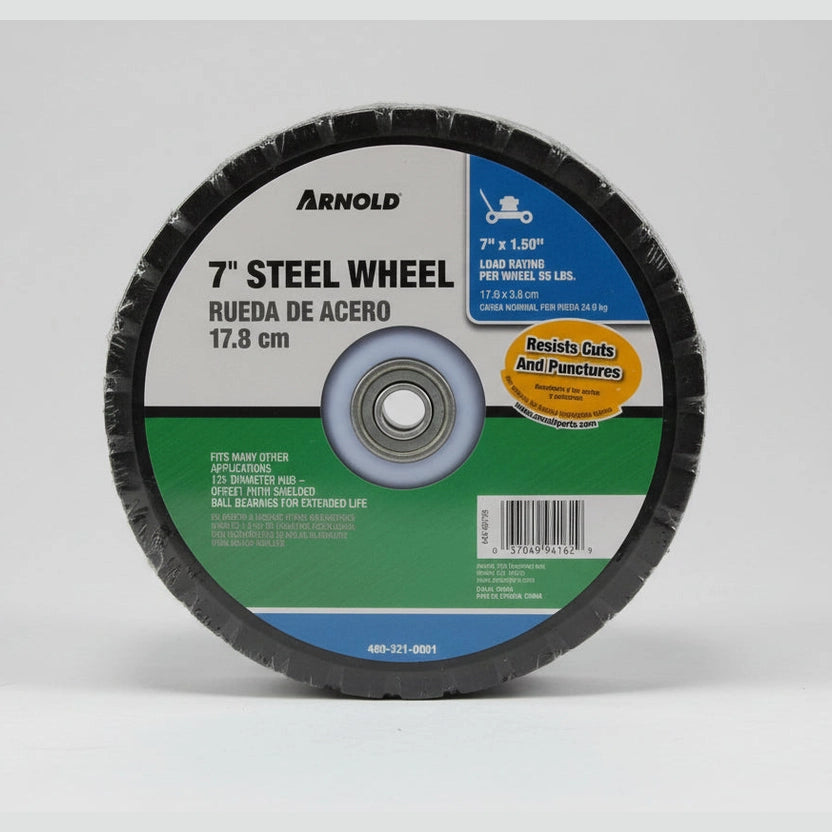 ARNOLD 490-321-0001 7" X 1.50" STEEL BALL BEARING LAWN MOWER WHEEL 7267057
