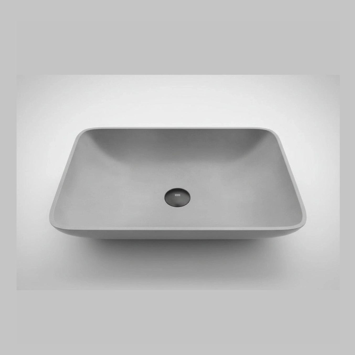 Gray rectangular sink on a white background