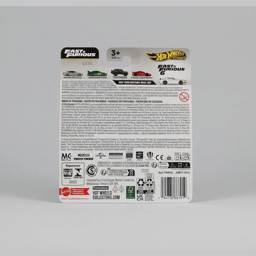 Hot Wheels Fast & Furious 6 toy car packaging on a blue background