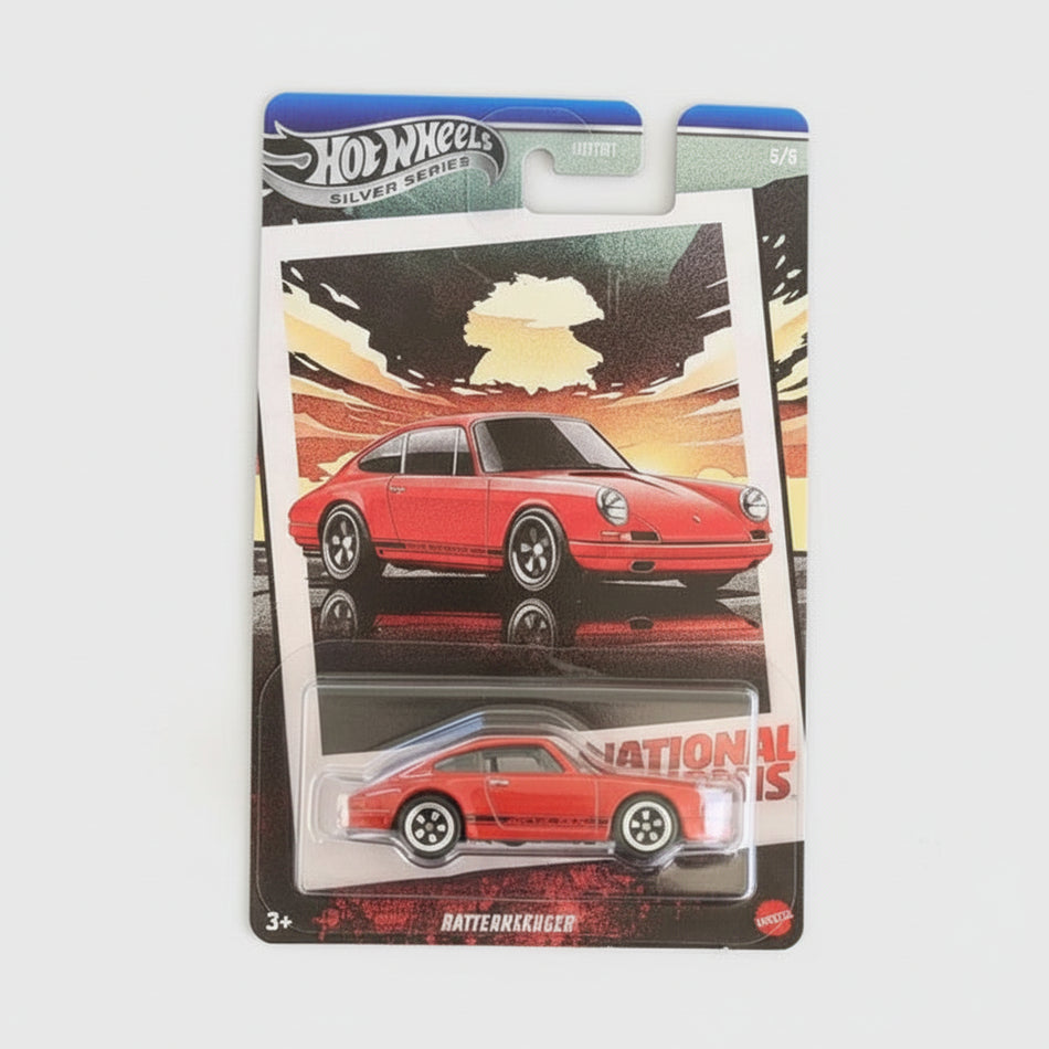 Hot Wheels toy car in packaging with a red car design on a white background
