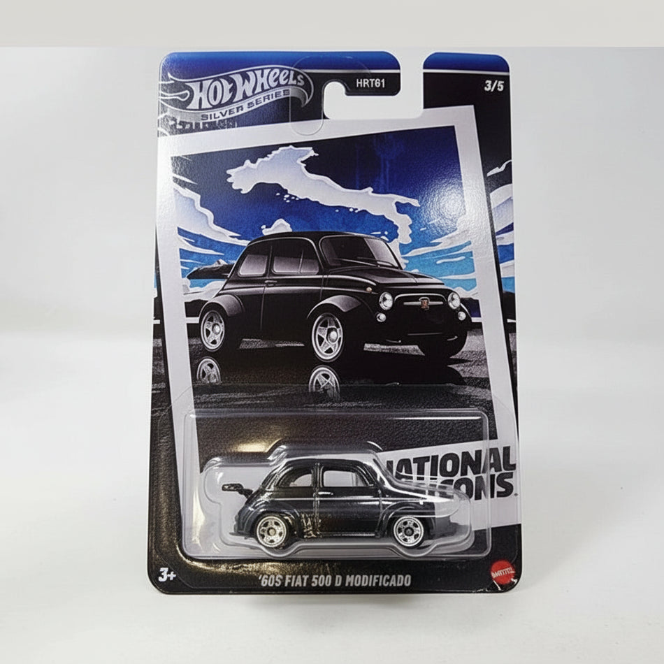 Hot Wheels toy car in packaging with 'National Icons' branding on a white background