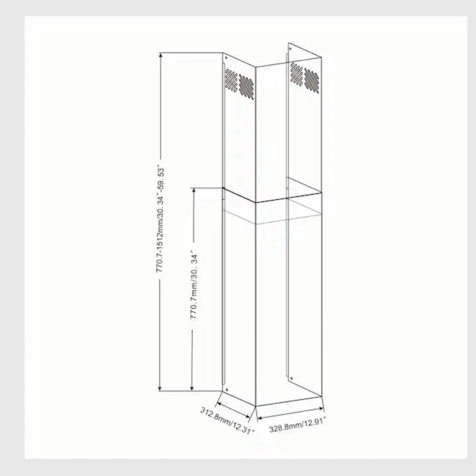 Vissani Chimney Range Hood Extension Pyramid Kitchen Wall Mount WECH03