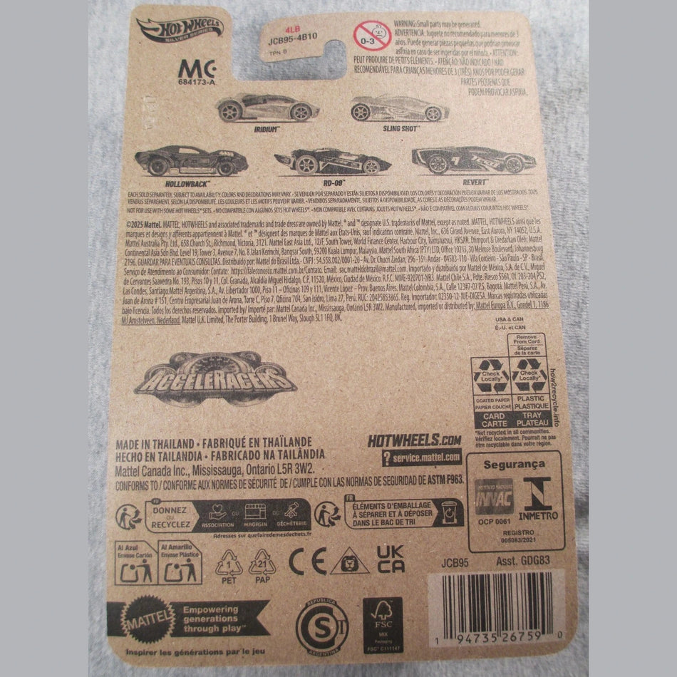 Back of a Hot Wheels packaging with branding and product details.