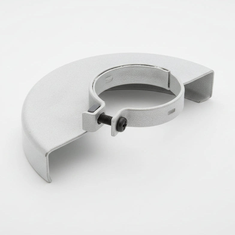 Metallic clamp on a white background