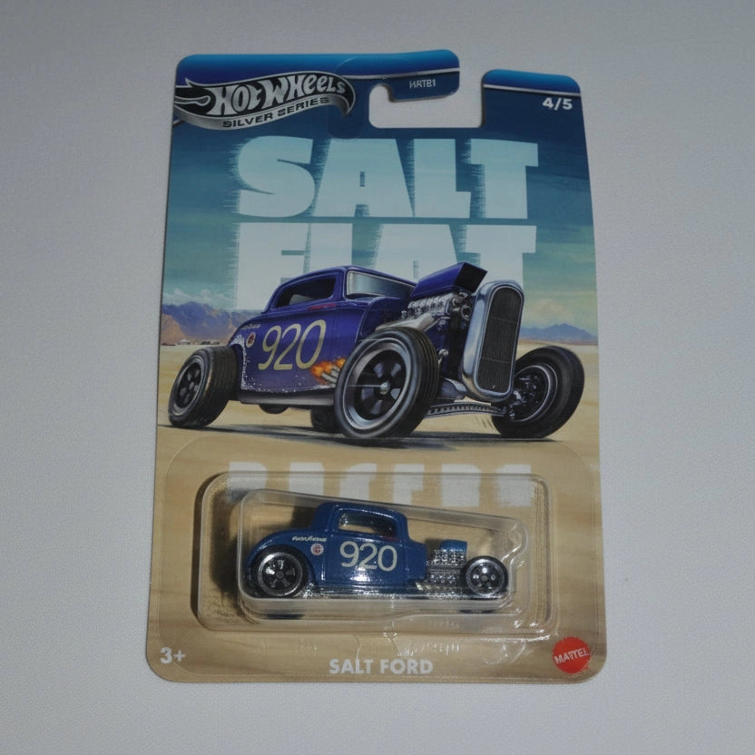 Hot Wheels die-cast car in packaging with 'Salt Flat' theme
