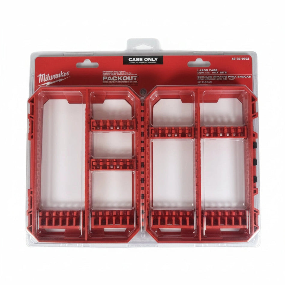 Red Milwaukee tool case packaging on a white background