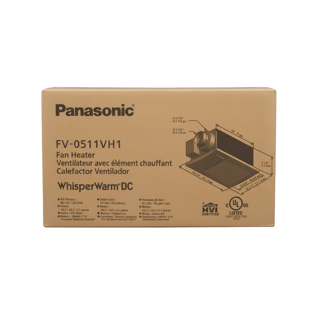 Panasonic fan heater box on a wooden surface