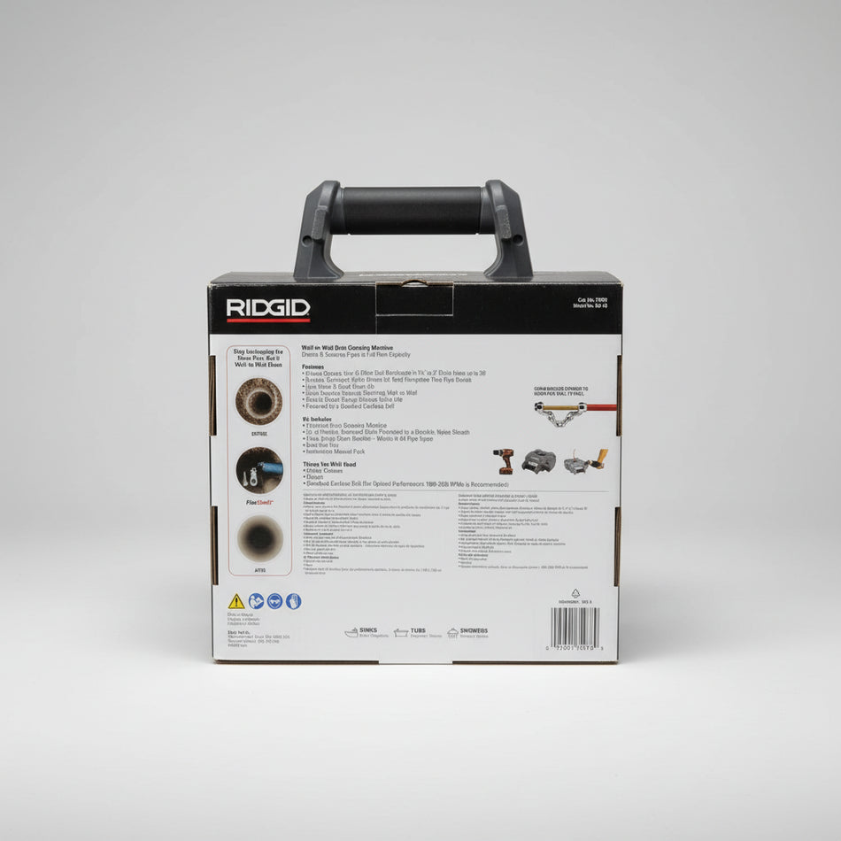 Ridgid product packaging on a wooden surface