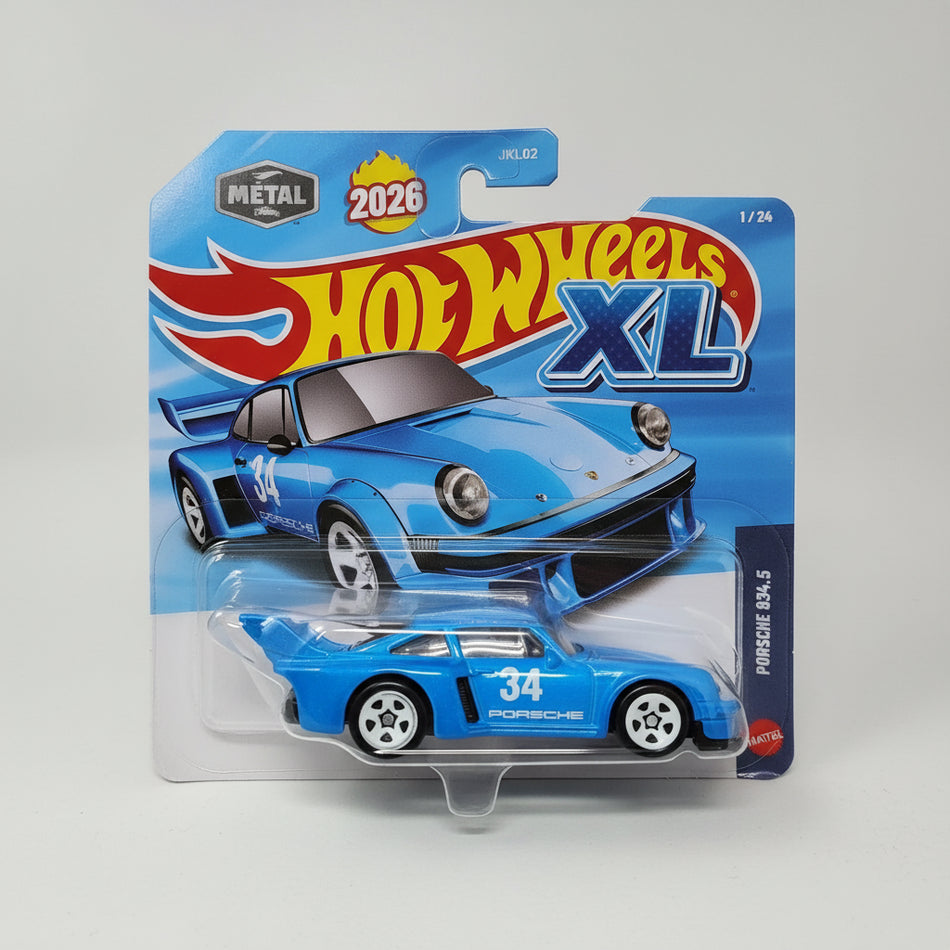 Hot Wheels XL toy car in packaging on a miniature race track