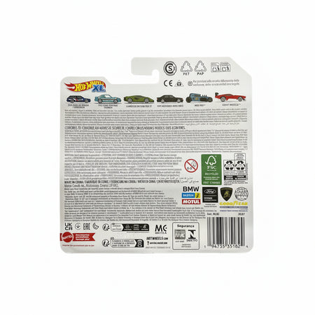 Back of a Hot Wheels toy packaging with branding and product details.