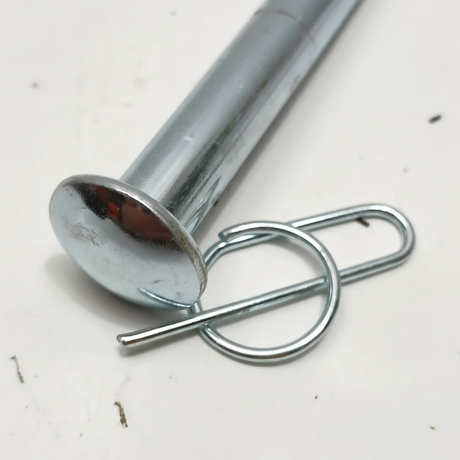 Metal rod with a U-shaped clip on a white background