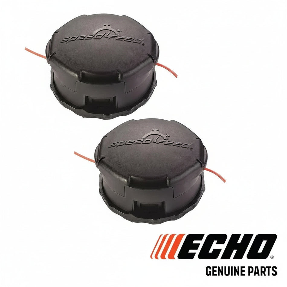 Two black Speed Feed parts with Echo logo on a white background