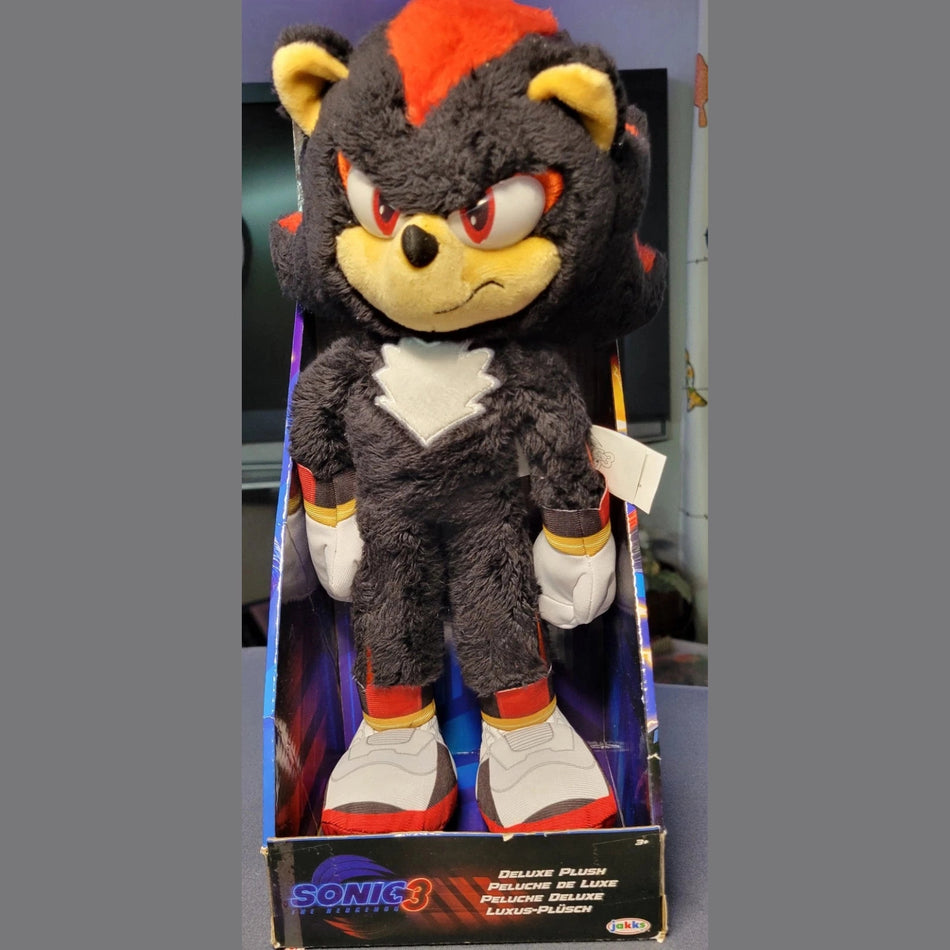NEW Shadow 14 inch Deluxe Plush Doll Toy, Sonic The Hedgehog 3 Movie, Jakks 2024.