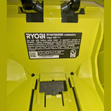 USED Ryobi Ry40706 40V Cordless 9” Edger Replacement Parts - Battery Cover Housing