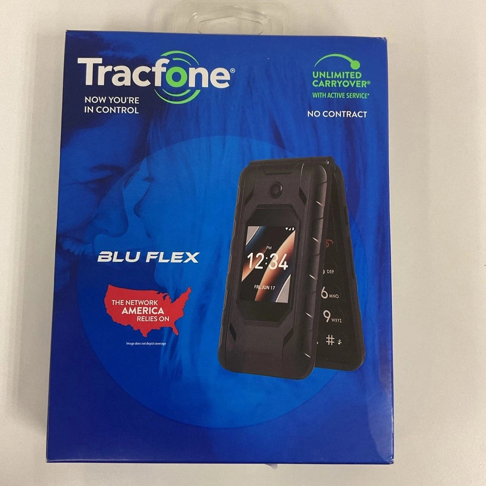 NEW BLU Flex 8GB, Black, Prepaid, Tracfone Flip Phone