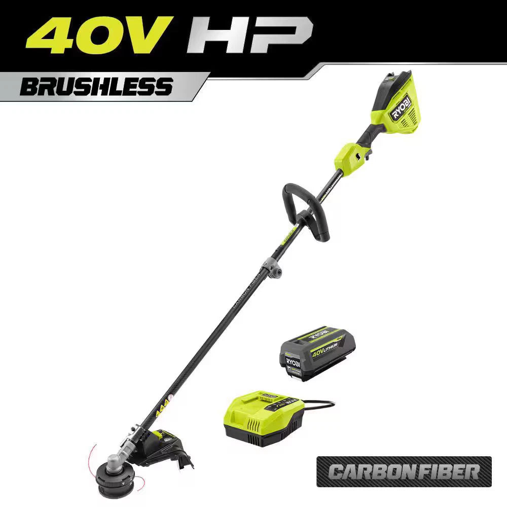 PICK UP ONLY RYOBI RY40HPST01K 40V Brushless 16" Carbon Fiber Shaft W/ BATT CHARGER