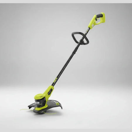 String trimmer with a black and yellow design on a white background