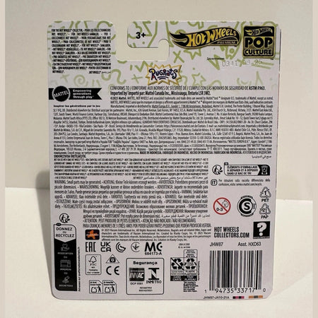 Back of a Hot Wheels packaging with branding and text on a white background