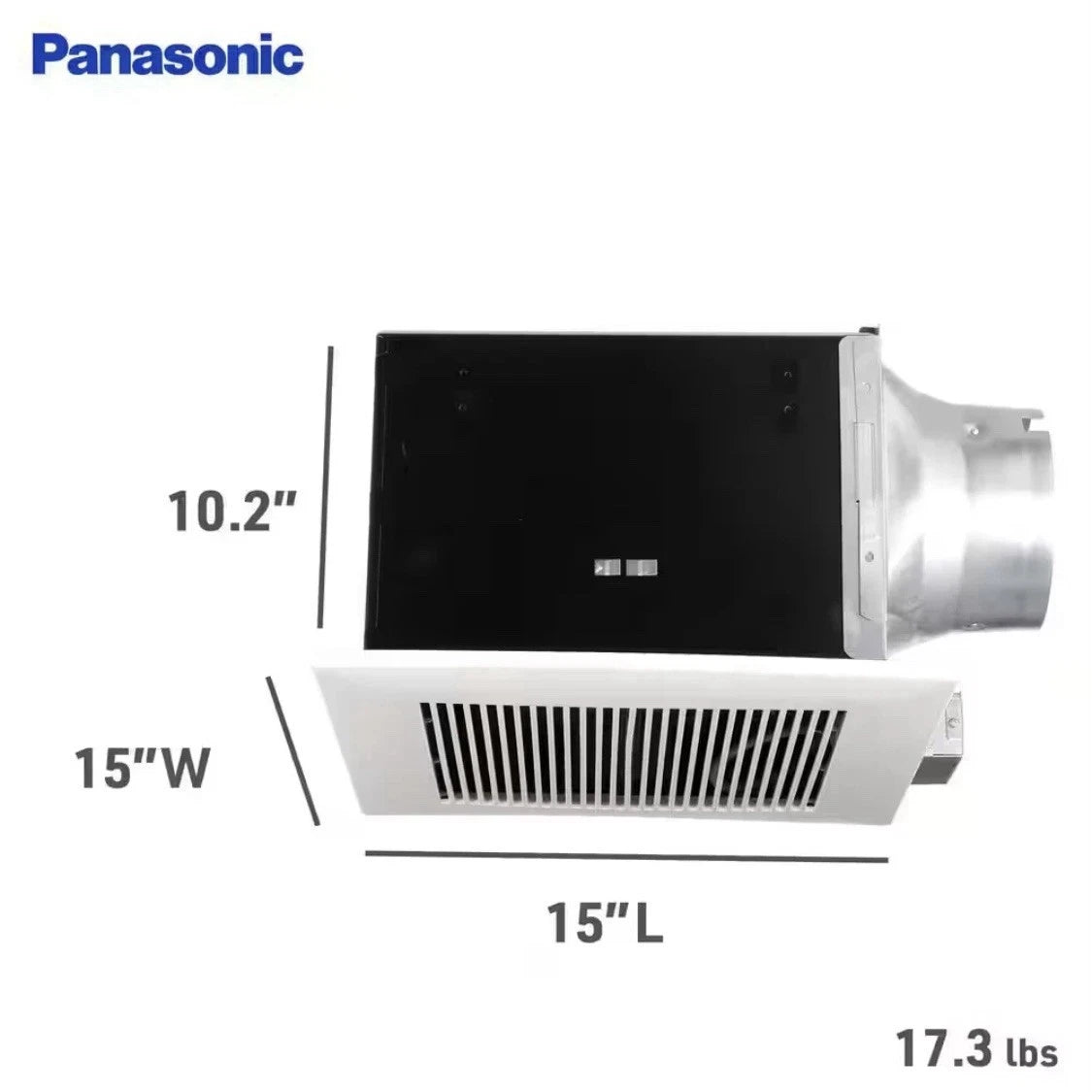 Panasonic exhaust fan with dimensions labeled on a white background