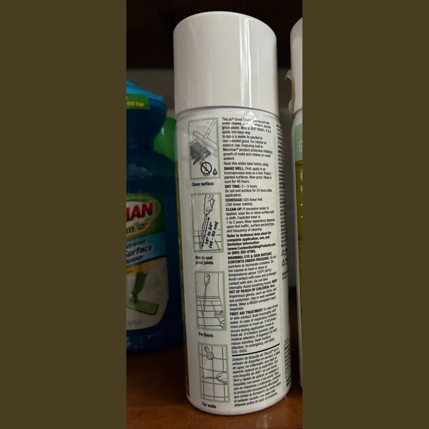 New Custom Building Products TileLab 15 oz Aerosol Grout Sealer w Microban.